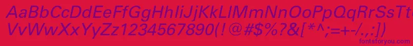 Czcionka UniverscItalic – fioletowe czcionki na czerwonym tle