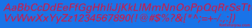 UniverscItalic Font – Red Fonts on Blue Background