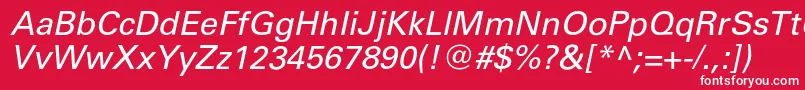 UniverscItalic Font – White Fonts on Red Background