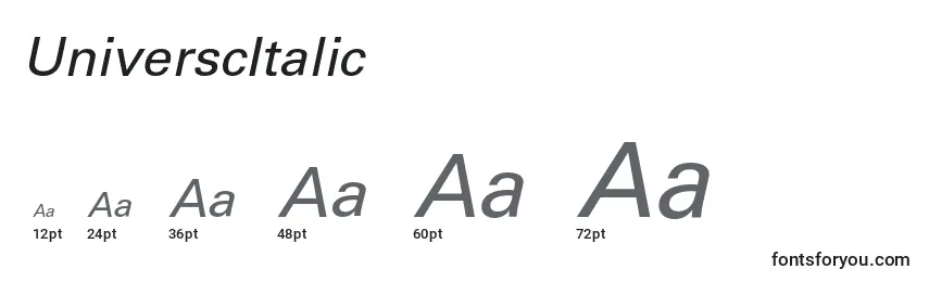Размеры шрифта UniverscItalic