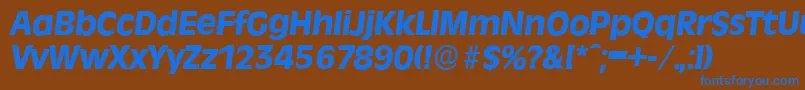 RavennaserialXboldItalic-fontti – siniset fontit ruskealla taustalla