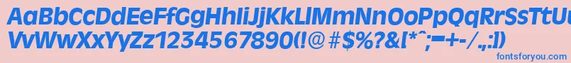 RavennaserialXboldItalic-fontti – siniset fontit vaaleanpunaisella taustalla