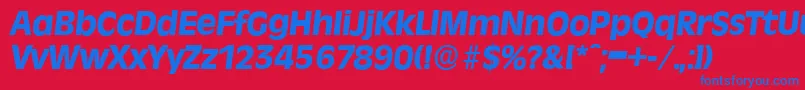 RavennaserialXboldItalic-fontti – siniset fontit punaisella taustalla