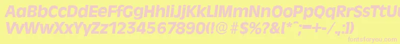 RavennaserialXboldItalic-fontti – vaaleanpunaiset fontit keltaisella taustalla