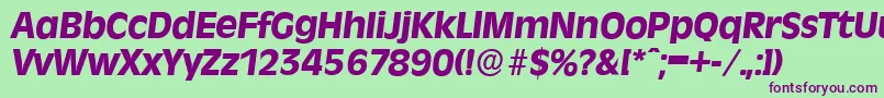 RavennaserialXboldItalic-fontti – violetit fontit vihreällä taustalla