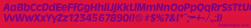 RavennaserialXboldItalic-fontti – violetit fontit punaisella taustalla