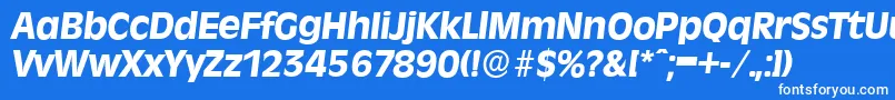 RavennaserialXboldItalic-fontti – valkoiset fontit sinisellä taustalla