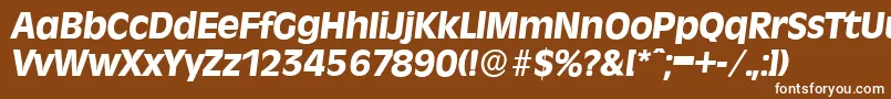 RavennaserialXboldItalic-fontti – valkoiset fontit ruskealla taustalla