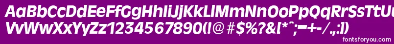 RavennaserialXboldItalic-fontti – valkoiset fontit violetilla taustalla