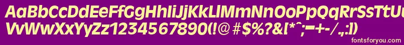 RavennaserialXboldItalic-fontti – keltaiset fontit violetilla taustalla