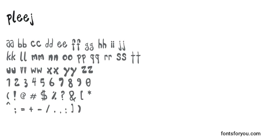 characters of pleej font, letter of pleej font, alphabet of  pleej font