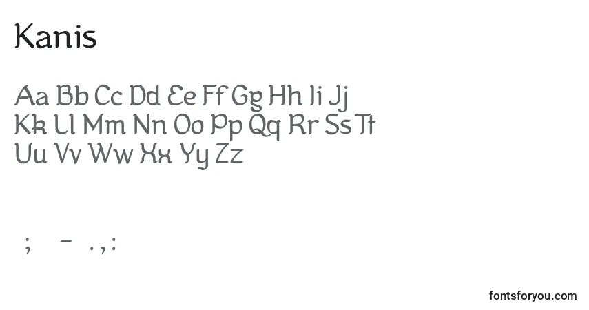 characters of kanis font, letter of kanis font, alphabet of  kanis font