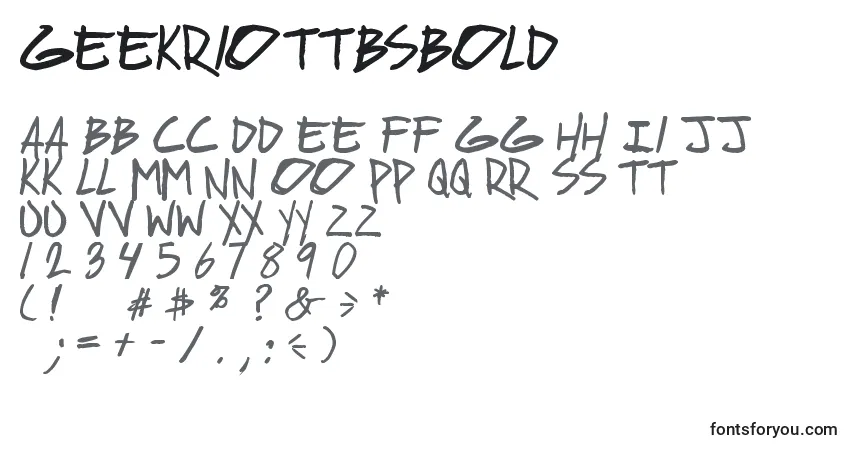 Шрифт GeekriottbsBold – алфавит, цифры, специальные символы