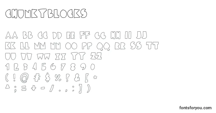 A fonte ChunkyBlocks – alfabeto, números, caracteres especiais