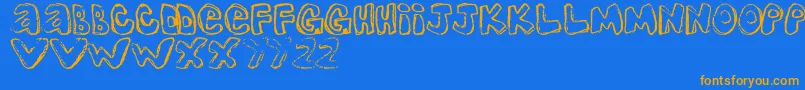 OneLousyBottom Font – Orange Fonts on Blue Background