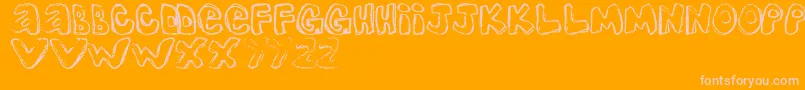 OneLousyBottom-Schriftart – Rosa Schriften auf orangefarbenem Hintergrund