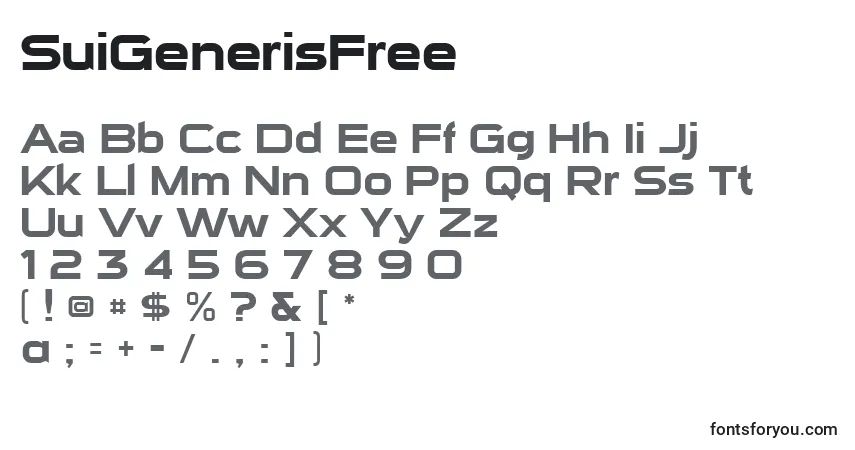 SuiGenerisFree-fontti – aakkoset, numerot, erikoismerkit
