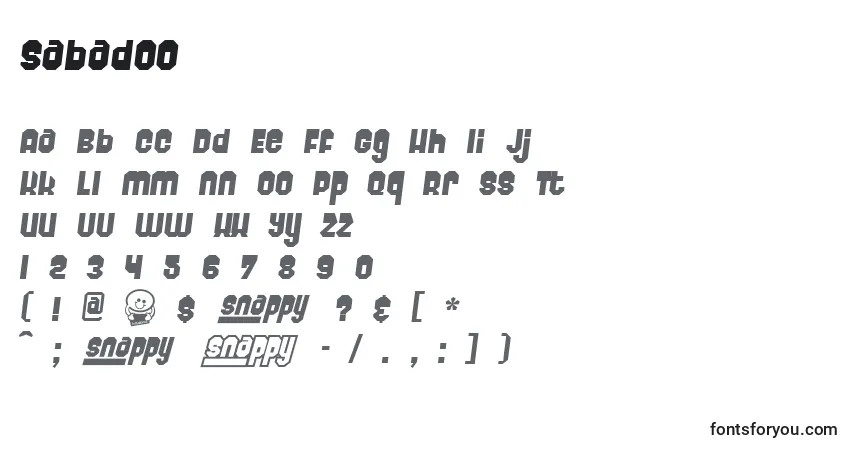 Czcionka Sabadoo – alfabet, cyfry, specjalne znaki