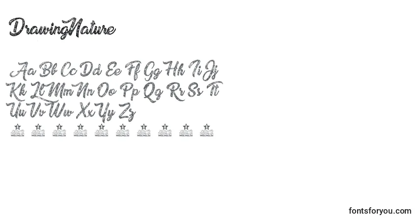 Fuente DrawingNature - alfabeto, números, caracteres especiales