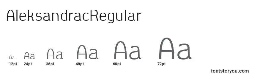 Размеры шрифта AleksandracRegular