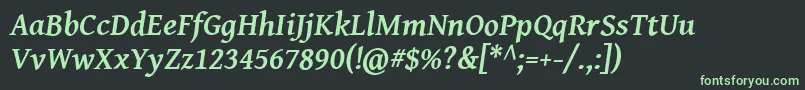 フォントGentiumBasicBoldItalic – 黒い背景に緑の文字