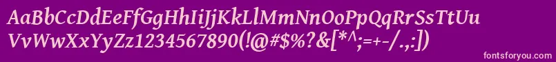 GentiumBasicBoldItalic Font – Pink Fonts on Purple Background