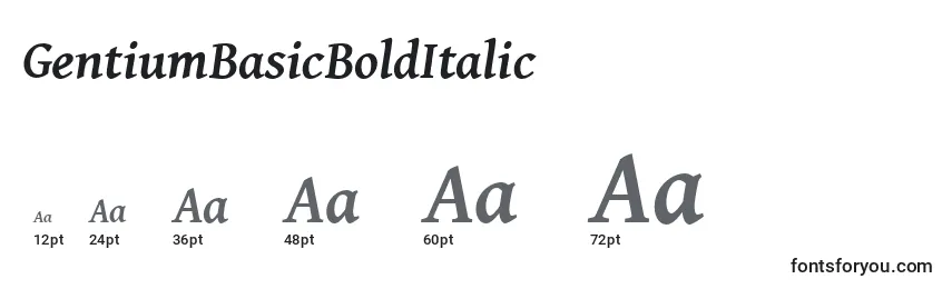 Размеры шрифта GentiumBasicBoldItalic