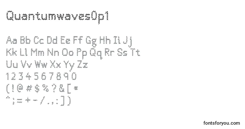 Czcionka Quantumwaves0p1 – alfabet, cyfry, specjalne znaki