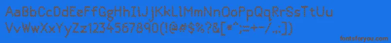 フォントQuantumwaves0p1 – 茶色の文字が青い背景にあります。