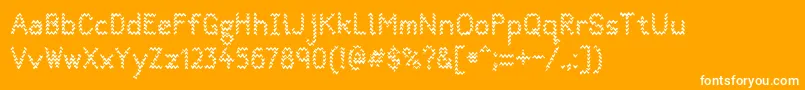 Quantumwaves0p1-Schriftart – Weiße Schriften auf orangefarbenem Hintergrund