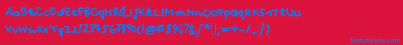 Ohhay-Schriftart – Blaue Schriften auf rotem Hintergrund