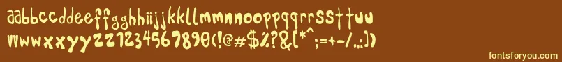 Pleej-fontti – keltaiset fontit ruskealla taustalla