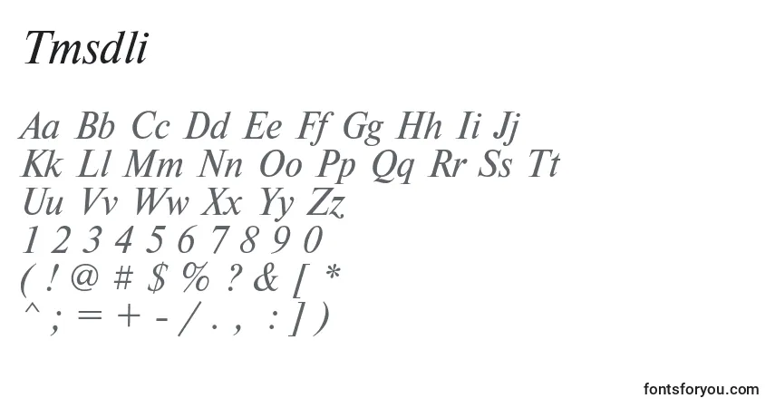 Schriftart Tmsdli – Alphabet, Zahlen, spezielle Symbole