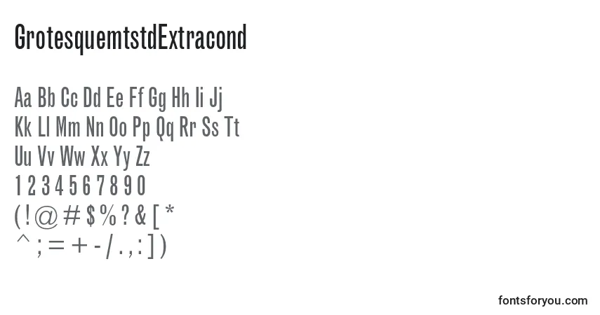 Шрифт GrotesquemtstdExtracond – алфавит, цифры, специальные символы