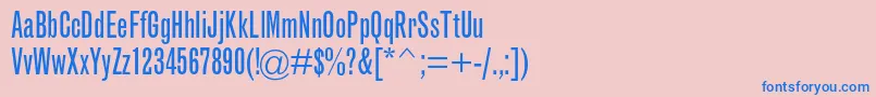 GrotesquemtstdExtracond-Schriftart – Blaue Schriften auf rosa Hintergrund