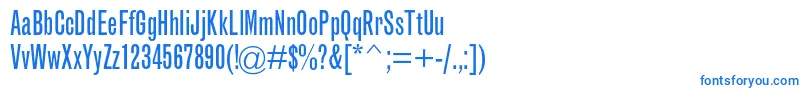 Fonte GrotesquemtstdExtracond – fontes azuis em um fundo branco