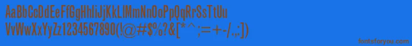 フォントGrotesquemtstdExtracond – 茶色の文字が青い背景にあります。