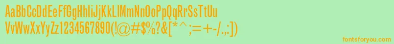 Fonte GrotesquemtstdExtracond – fontes laranjas em um fundo verde
