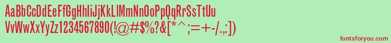 GrotesquemtstdExtracond Font – Red Fonts on Green Background