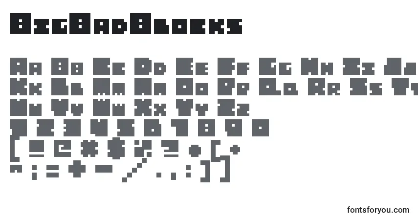 A fonte BigBadBlocks – alfabeto, números, caracteres especiais
