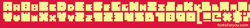 BigBadBlocks-fontti – keltaiset fontit punaisella taustalla