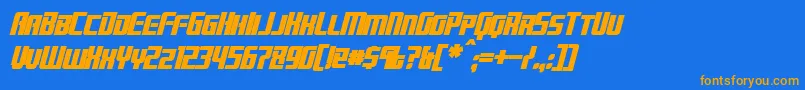 BrainstormBoldItalic-fontti – oranssit fontit sinisellä taustalla