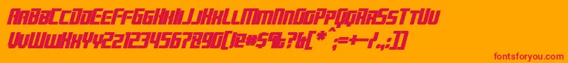 Czcionka BrainstormBoldItalic – czerwone czcionki na pomarańczowym tle