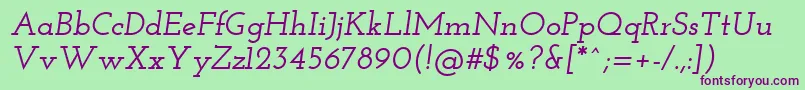 Josefinslab Semibolditalic Font – Purple Fonts on Green Background