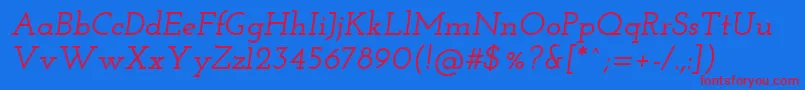 Josefinslab Semibolditalic-fontti – punaiset fontit sinisellä taustalla