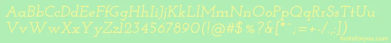 Josefinslab Semibolditalic Font – Yellow Fonts on Green Background