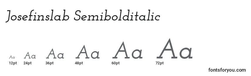 Размеры шрифта Josefinslab Semibolditalic