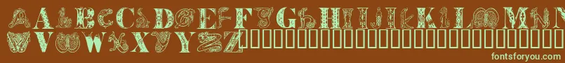 DecoDuet-Schriftart – Grüne Schriften auf braunem Hintergrund