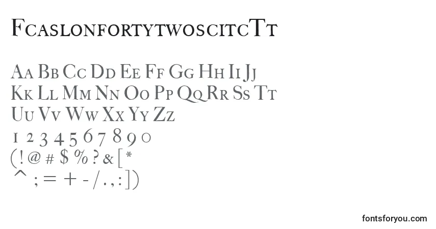 A fonte FcaslonfortytwoscitcTt – alfabeto, números, caracteres especiais