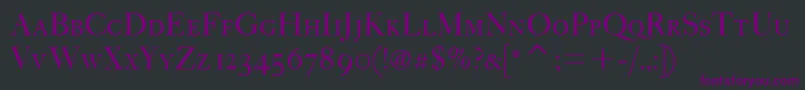 Шрифт FcaslonfortytwoscitcTt – фиолетовые шрифты на чёрном фоне